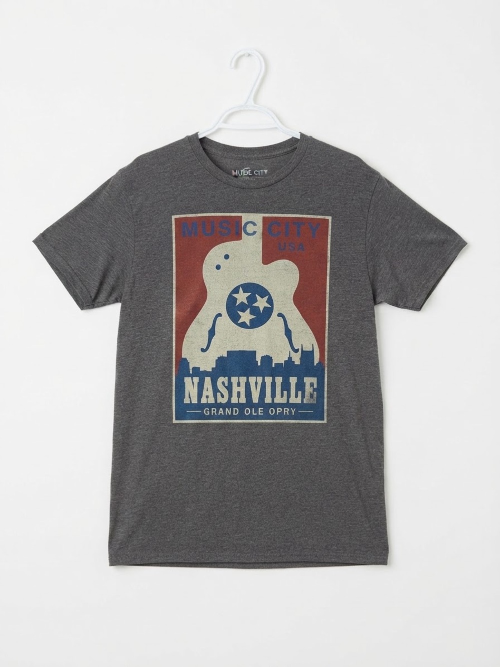 Nashville Grand Ole Opry, Music City Graphic Tee, Grey, Size L - SPORTIQE